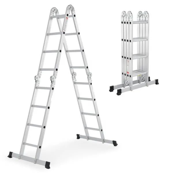 Hliníkový skladací rebrík 3,6 m, 4 dielny, 6 priečok, 150 kg