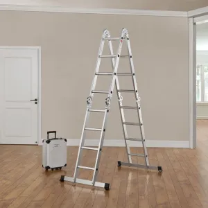 Hliníkový skladací rebrík 3,6 m, 4 dielny, 6 priečok, 150 kg