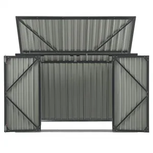 Kovový prístrešok, 3 popolnice, výklopné veko, 200×105×128cm