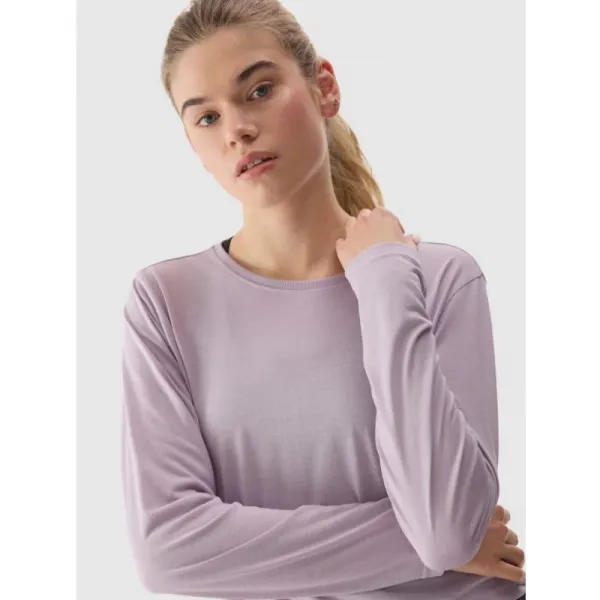 Dámske tréningové tričko s dlhým rukávom 4F LONGSLEEVE-WSS24TLONF250-52S-LIGHT VIOLET