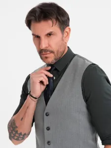 Módna pánska vesta šedá