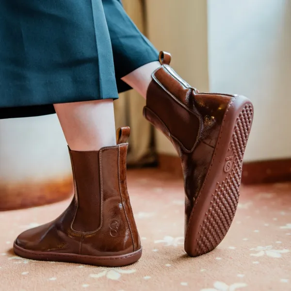 Barefoot Chelsea čižmy MAJESTY Red Brown