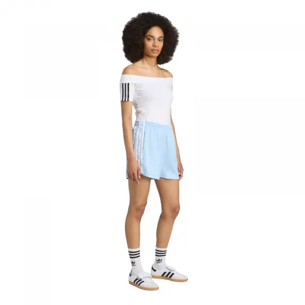 adidas Ruffle 3-Stripes Satin Shorts W "Clear Sky" (KC8817)