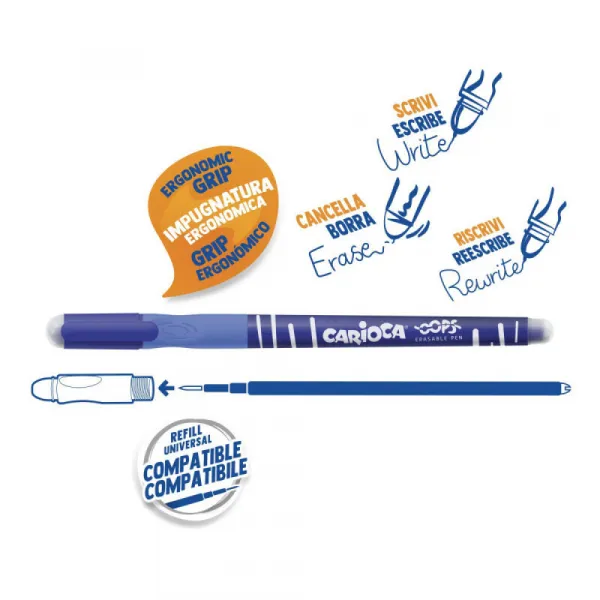 Carioca Náhradná náplň do rollera Frixion 0,7mm modrá 3ks-CARIOCA