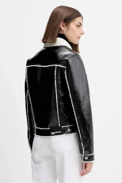 Bunda Karl Lagerfeld Jeans čierna farba, prechodná, A4W14054