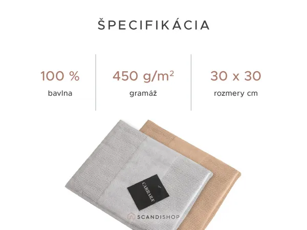 Sada uterákov CARRARA 30x30 cm svetlosivá 100% bavlna, 3 ks