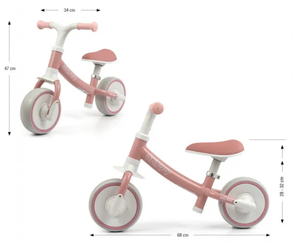 Detské odrážadlo kolo Milly Mally Skippy pink