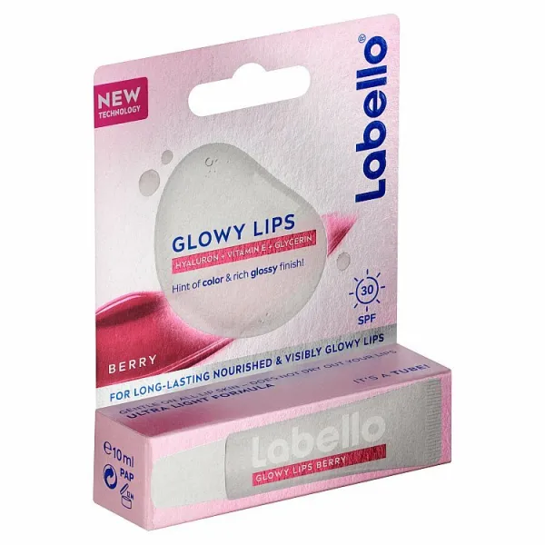 Labello Glowy Lips Berry tónovací balzam na pery s kyselinou hyalurónovou SPF 30 10 ml