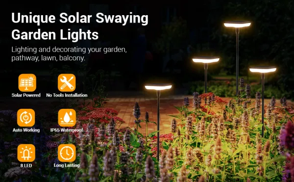 LED solárna lampa štvorec - Efekt plávajúceho svetla