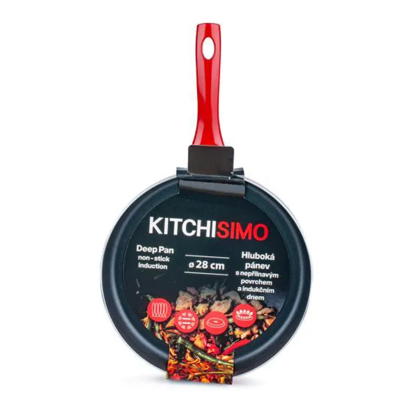 Hlboká panvica KITCHISIMO Rosso 28cm nepriľnavý povrch