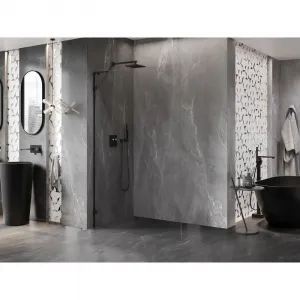MEXEN/S - Lunar L Sprchová zástena WALK-IN ľavá 60 x 200, transparent 8 mm, čierna 830L-060-000-70-00-L