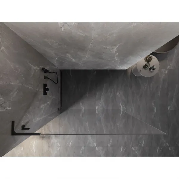 MEXEN/S - Lunar L Sprchová zástena WALK-IN ľavá 60 x 200, transparent 8 mm, čierna 830L-060-000-70-00-L
