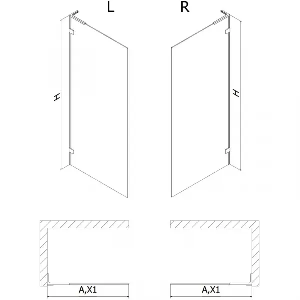 MEXEN/S - Lunar L Sprchová zástena WALK-IN ľavá 60 x 200, transparent 8 mm, chróm 830L-060-000-01-00-L