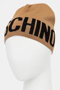 Vlnená čiapka Moschino čierna farba, z tenkej pleteniny, M2997 65165