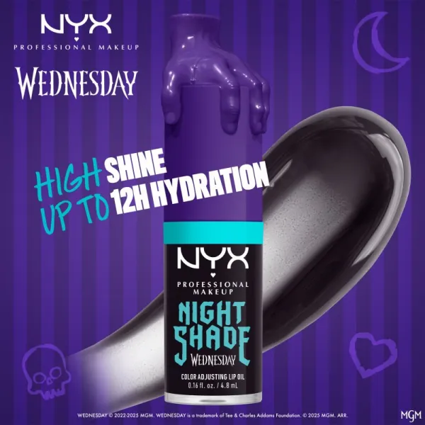 NYX Professional Makeup Wednesday Mystery Lip Oil olej na pery odtieň 01 Nightshade 4.8 ml