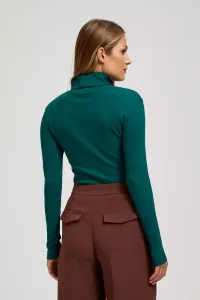 Marisse Emerald Ribbed Turtleneck Blouse