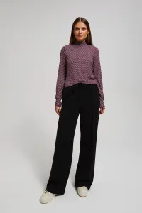 Marisse Patterned Fuchsia Turtleneck Blouse