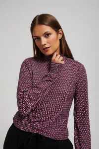 Marisse Patterned Fuchsia Turtleneck Blouse