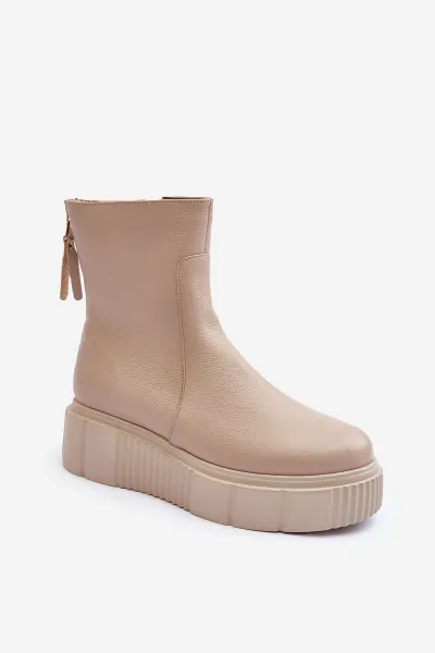 Zazoo Dámske kožené topánky na platforme Beige LeMar Jenefer