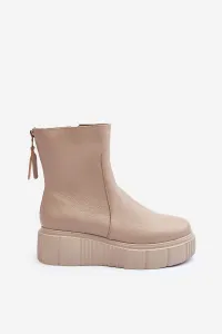 Zazoo Dámske kožené topánky na platforme Beige LeMar Jenefer