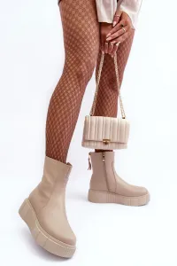 Zazoo Dámske kožené topánky na platforme Beige LeMar Jenefer