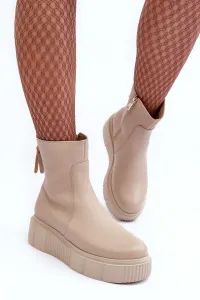 Zazoo Dámske kožené topánky na platforme Beige LeMar Jenefer