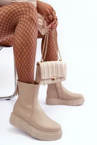 Zazoo Dámske kožené topánky na platforme Beige LeMar Jenefer