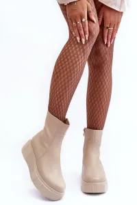 Zazoo Dámske kožené topánky na platforme Beige LeMar Jenefer