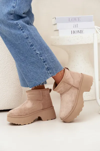 Boto Dámske Nízke Snehule Na Slip S Teplou Podšívkou Khaki Mavelle