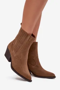 Boto Semišové Cowboy Boty Dámske Na Podpätku Zateplené Camel Dylira