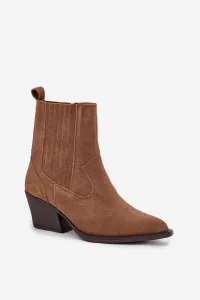 Boto Semišové Cowboy Boty Dámske Na Podpätku Zateplené Camel Dylira