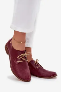 Dámske kožené elegantné šnurovacie poltopánky Zazoo 4238 Bordeaux