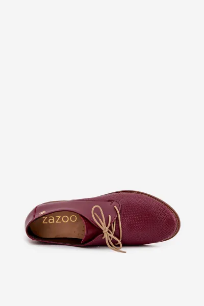 Dámske kožené elegantné šnurovacie poltopánky Zazoo 4238 Bordeaux