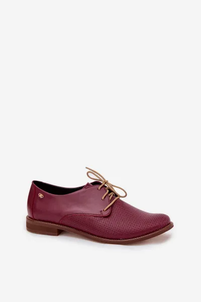 Dámske kožené elegantné šnurovacie poltopánky Zazoo 4238 Bordeaux