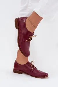 Dámske kožené elegantné šnurovacie poltopánky Zazoo 4238 Bordeaux
