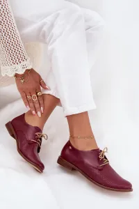 Dámske kožené elegantné šnurovacie poltopánky Zazoo 4238 Bordeaux