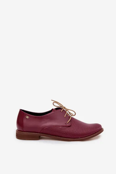 Dámske kožené elegantné šnurovacie poltopánky Zazoo 4238 Bordeaux