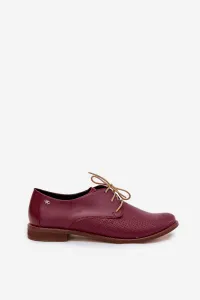 Dámske kožené elegantné šnurovacie poltopánky Zazoo 4238 Bordeaux