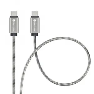 Forcell F-Energy kábel USB-C - USB-C, QC4.0, PD, 5A, 100W, 2 m, strieborný