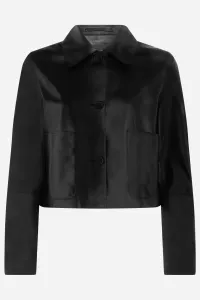 Bunda Karl Lagerfeld Patch Pocket Leather Jacket Black