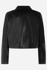 Bunda Karl Lagerfeld Patch Pocket Leather Jacket Black