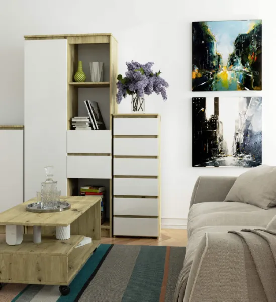 Ak furniture Komoda CL6 40 cm dub artisan/bílá