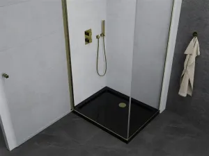 MEXEN/S - Pretória sprchovací kút 70x90, transparent, zlatá + sprchová vanička vrátane sifónu 852-070-090-50-00-4070G