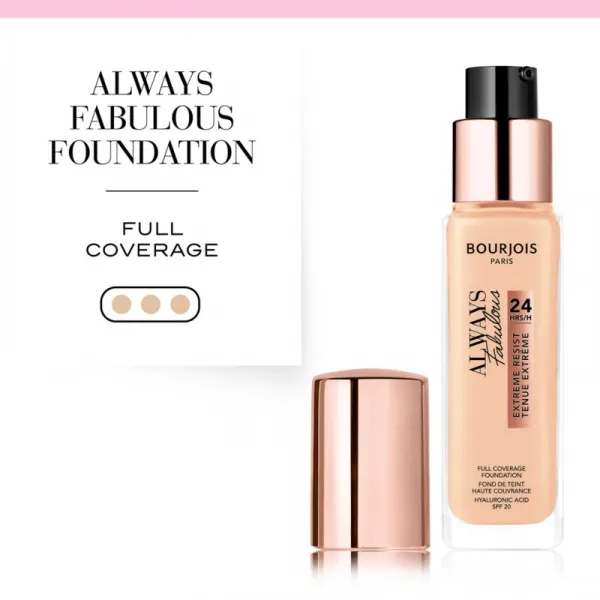 Bourjois Always Fabulous dlhotrvajúci make-up SPF 20 odtieň 105 Natural Ivory 30 ml