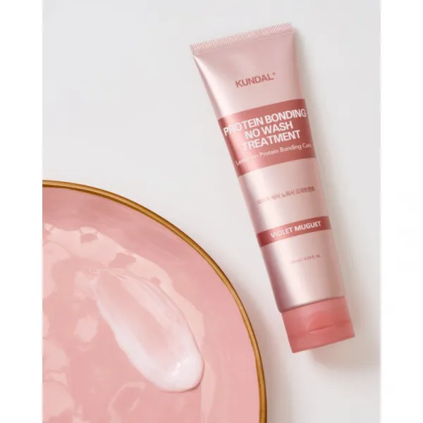 KUNDAL Protein Bonding Care No Wash Treatment bezoplachová starostlivosť pre poškodené vlasy s vôňou Violet Muguet 130 ml