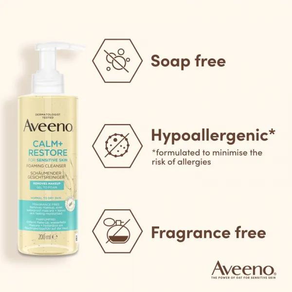Aveeno Calm + Restore čistiaca pena na tvár 200 ml