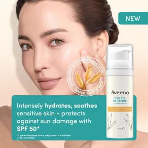 Aveeno Calm + Restore hydratačné pleťové mlieko SPF 50 50 ml