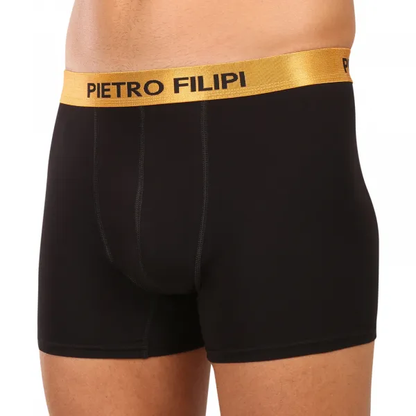 2PACK pánske boxerky Pietro Filipi čierné Metalic gold (2PBMS1) M, trenky