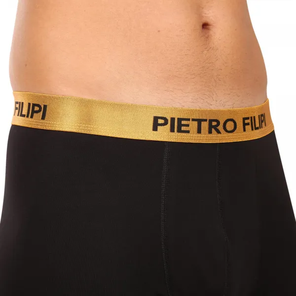 2PACK pánske boxerky Pietro Filipi čierné Metalic gold (2PBMS1) M, trenky