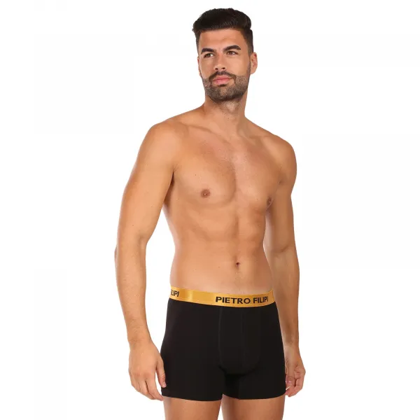 2PACK pánske boxerky Pietro Filipi čierné Metalic gold (2PBMS1) M, trenky